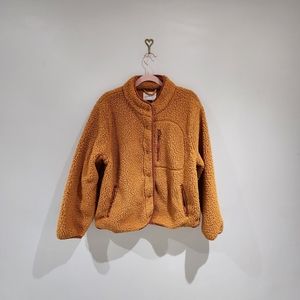 Orange Fleece Button Up Jacket